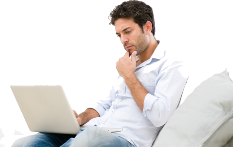 man on computer